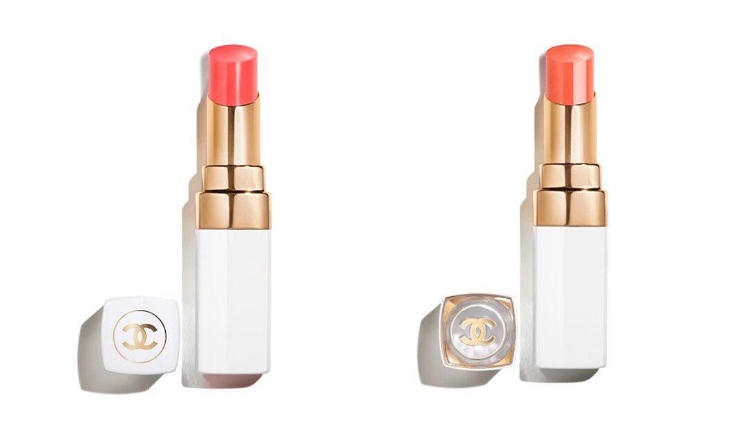 (左為香奈兒COCO持色潤唇膏#916西柚、香奈兒COCO晶亮潤唇膏#754杏桃)