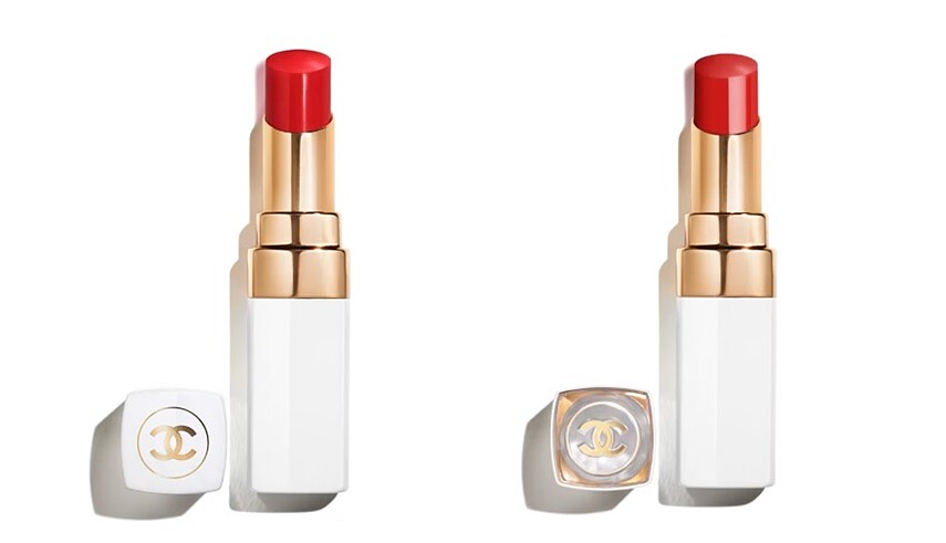 (左為香奈兒COCO持色潤唇膏#920蜜蘋果、右為香奈兒COCO晶亮潤唇膏#756櫻桃)