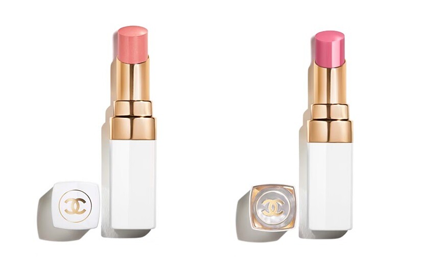 (左為香奈兒COCO持色潤唇膏#928春櫻、右為香奈兒COCO晶亮潤唇膏#758粉櫻)