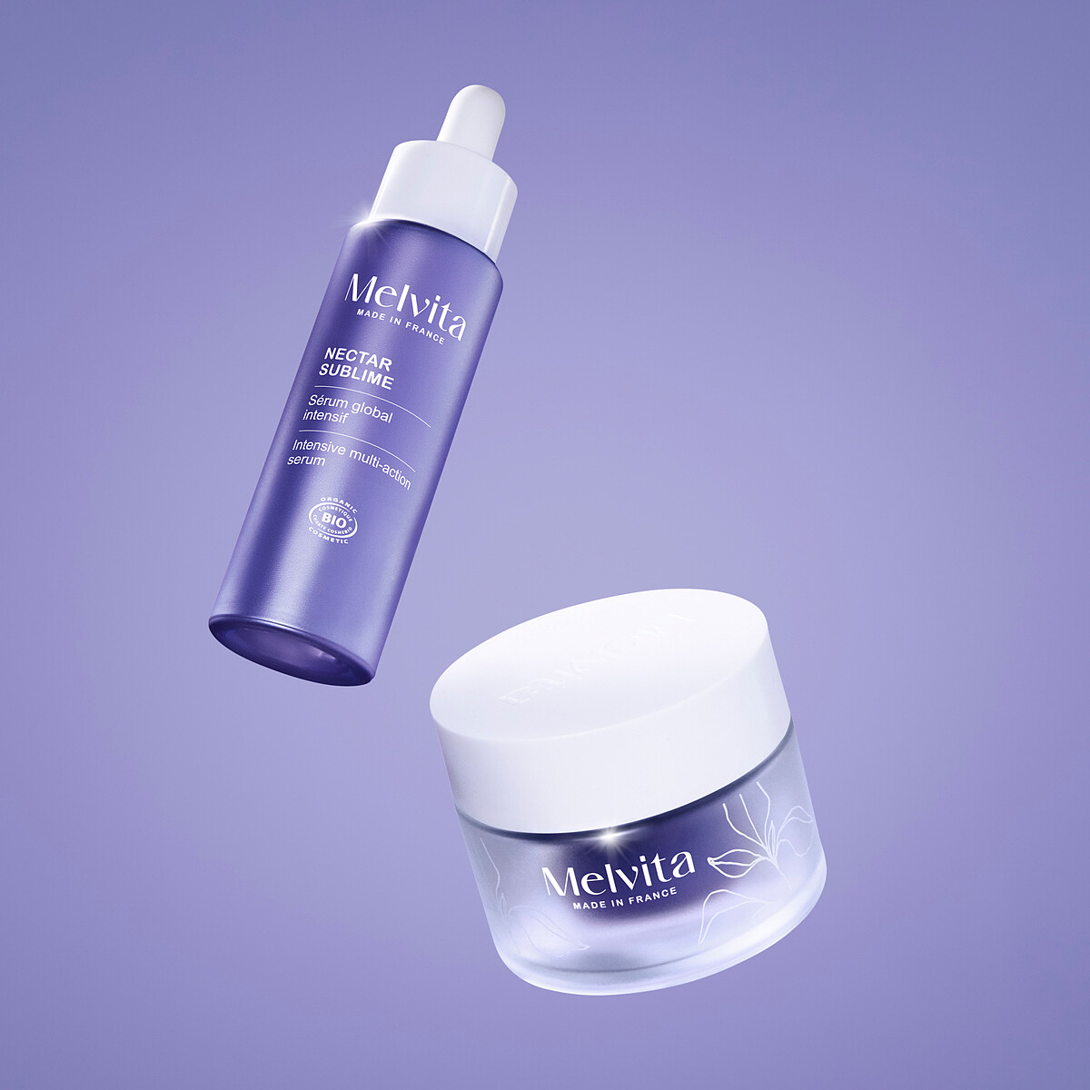 Melvita 極萃全能青春系列有精華液與乳霜。