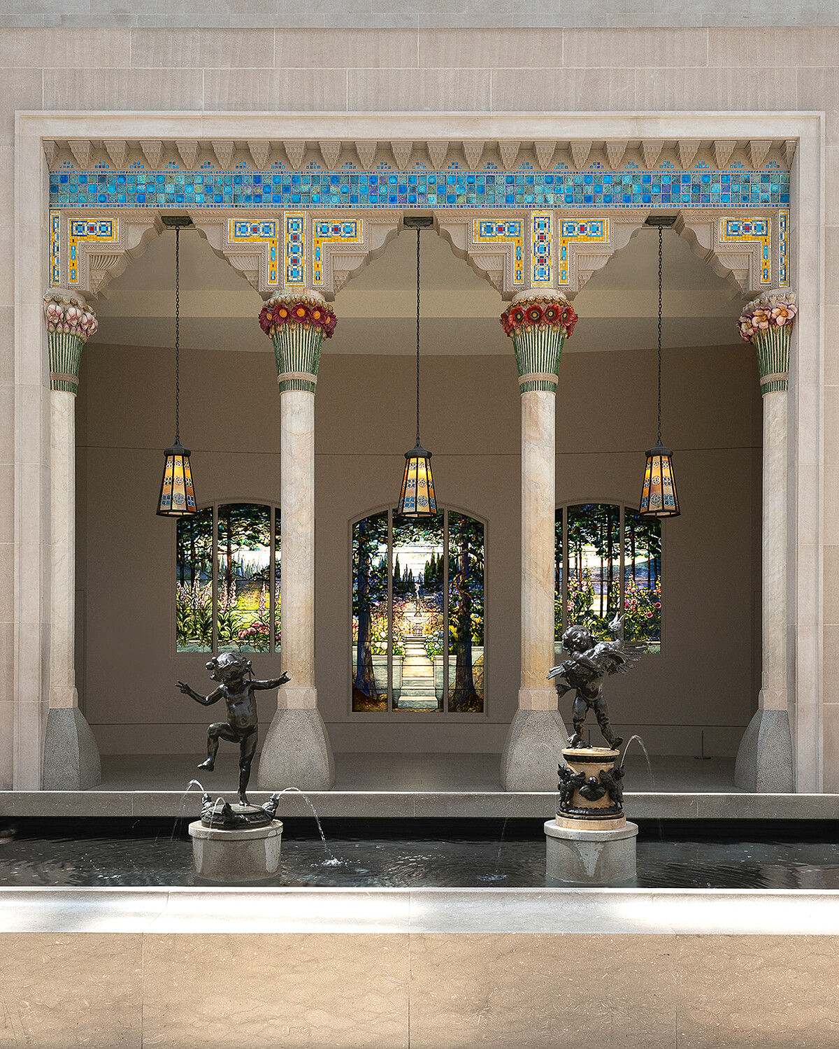 《三聯彩繪玻璃窗作品&mdash;〈林登莊園花園景觀窗〉》