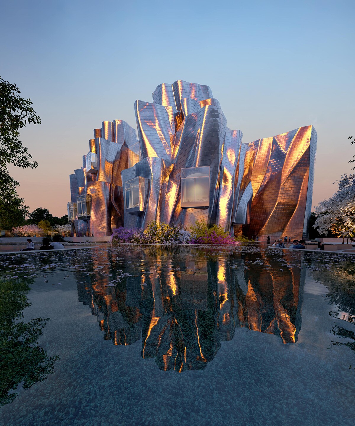 中國醫藥大學美術館模擬圖。由普立茲克建築獎得主、美國建築大師法蘭克&middot;蓋瑞（Frank Gehry）親自設計。圖片提供：中國醫藥大學