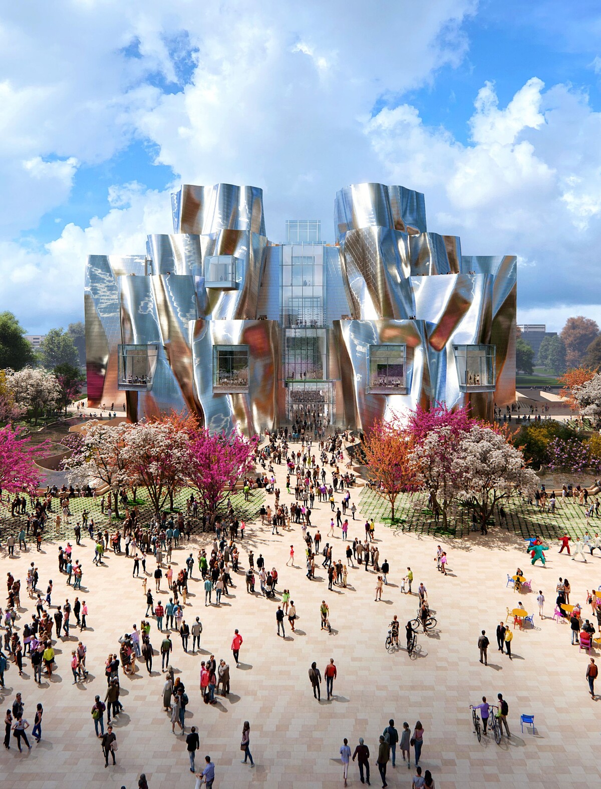 中國醫藥大學美術館模擬圖。由普立茲克建築獎得主、美國建築大師法蘭克&middot;蓋瑞（Frank Gehry）親自設計。圖片提供：中國醫藥大學