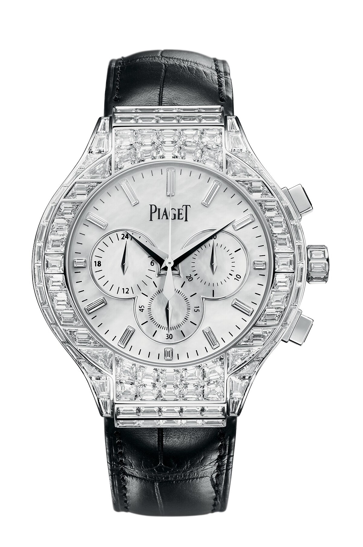 PIAGET Polo系列18K白金珍珠母貝面盤自動上鍊鑽石腕錶