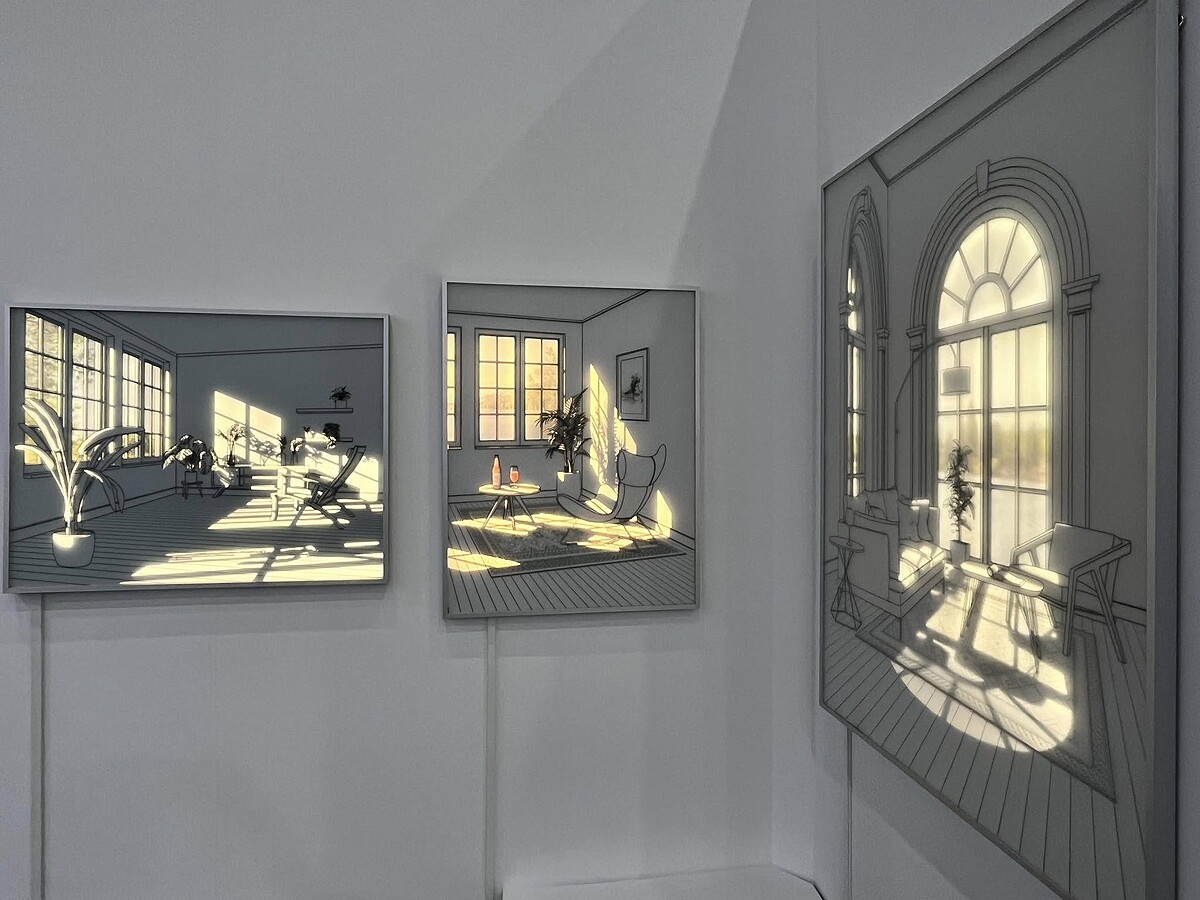 來自韓國 LEE & BAE 李裵畫廊（展間 A02），藝術家 Seontae Hwang 透出光芒的「玻璃照片」作品。Melody TU 採訪拍攝。