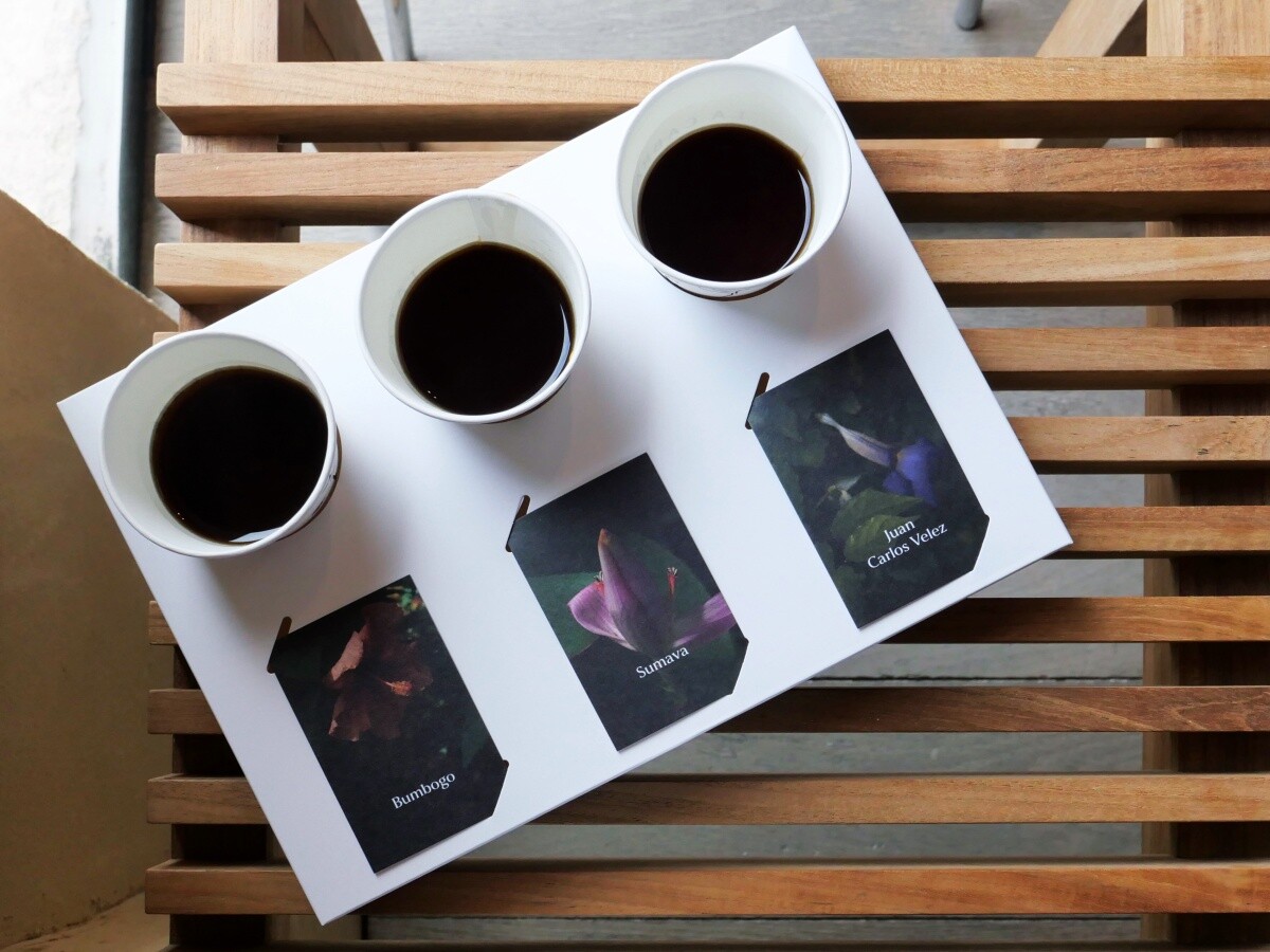 現場有三款不同風格的手沖咖啡。