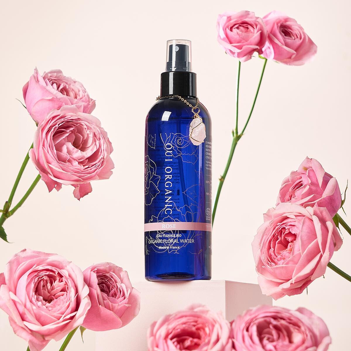 Oui Organic玫瑰療癒花水-能量粉水晶200ml，NT1,090