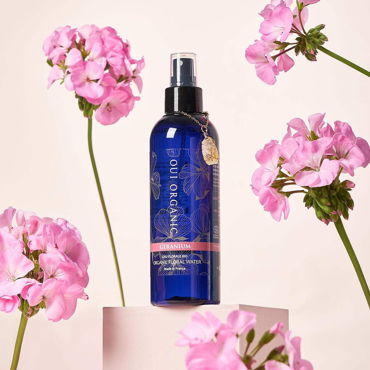 Oui Organic玫瑰天竺葵純露花水-能量黃水晶200ml，NT790