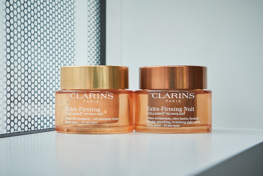 克蘭詩煥顏緊緻膠原日霜、煥顏緊緻膠原晚霜。