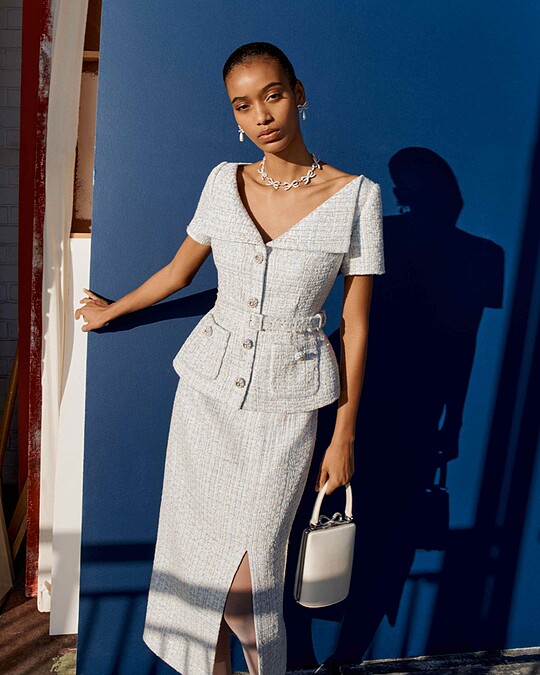 self-portrait Blue Boucle Midi Dress NT$22,800