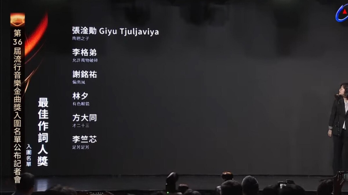 2025金曲獎最佳作詞人獎入圍名單