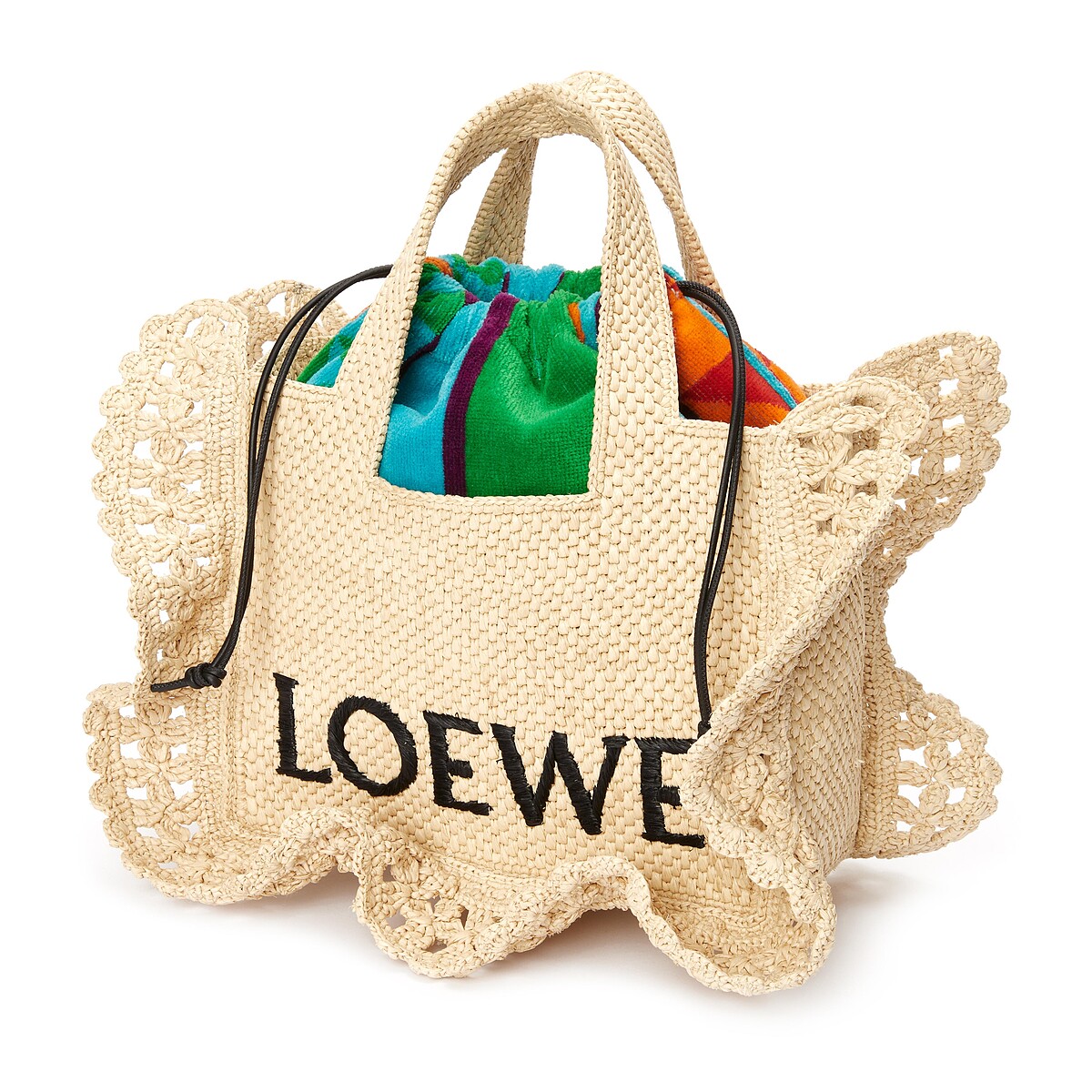 LOEWE Font 小號拉菲草棕櫚葉手提包