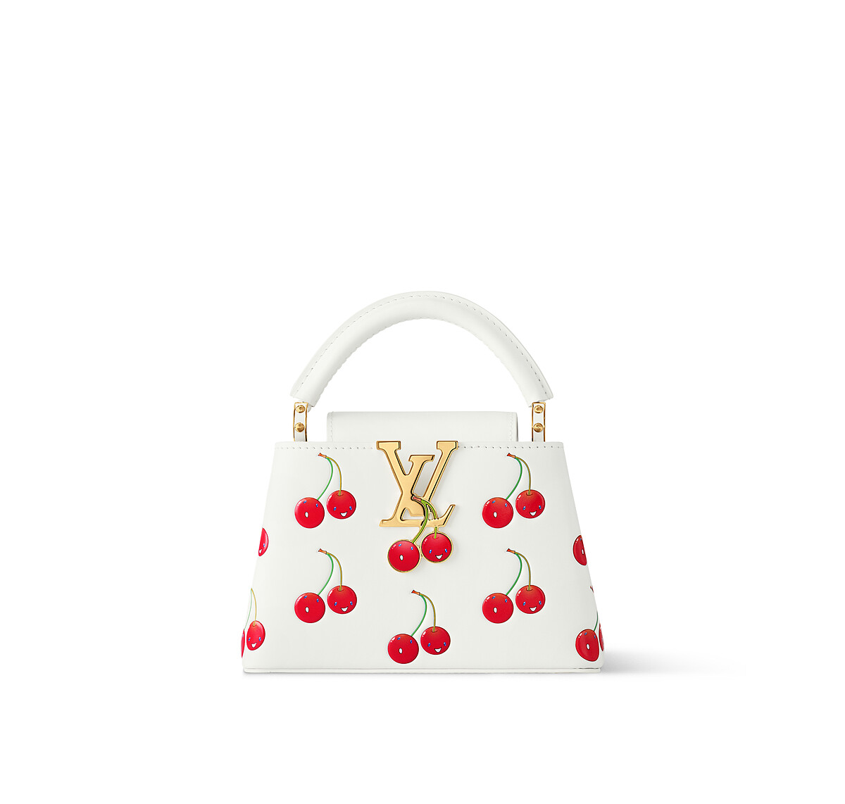 Louis Vuitton x 村上隆 白色Monogram櫻桃 Capucines Mini Bag包款
