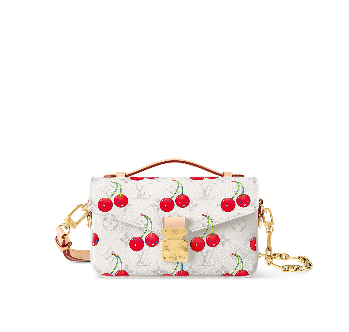 Louis Vuitton x 村上隆 白色Monogram櫻桃 Pochette M&eacute;tis East West 包款