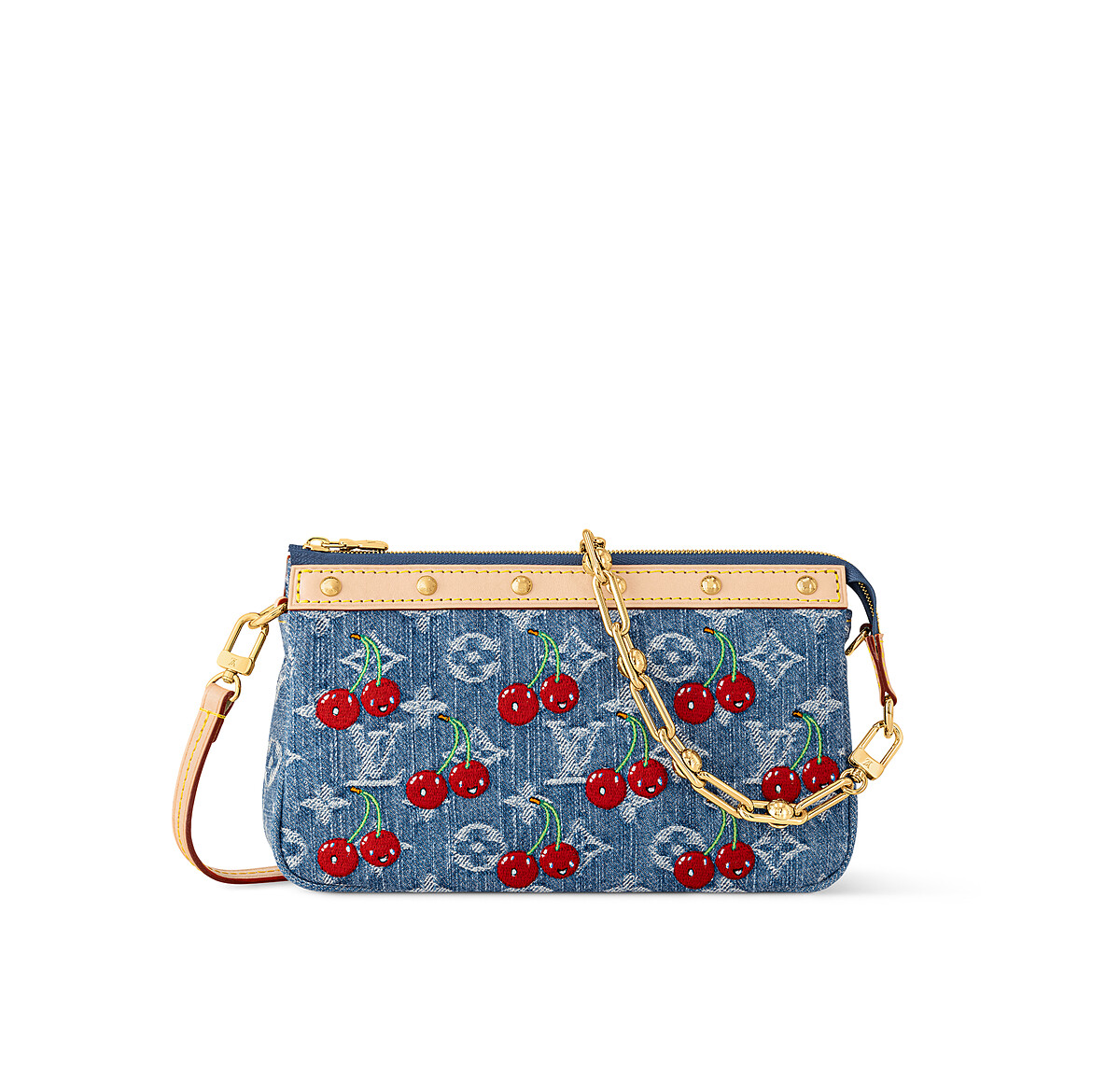 Louis Vuitton x 村上隆 丹寧櫻桃刺繡 Pochette Accessoires 包款