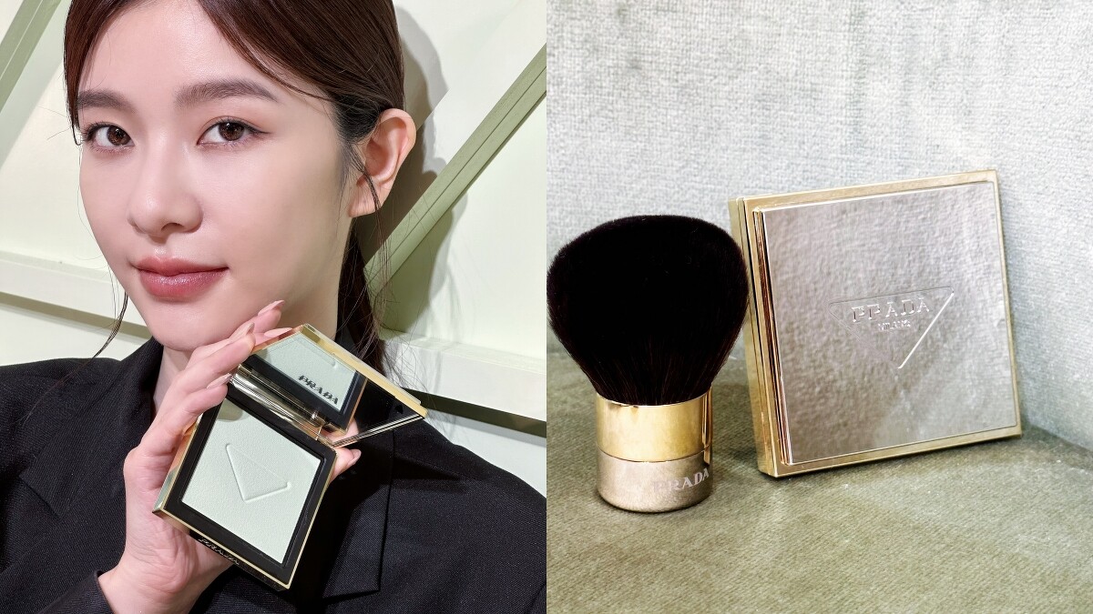 PRADA原生霧光定妝粉餅6.8g，NT2,700。蜜粉刷NT3,080