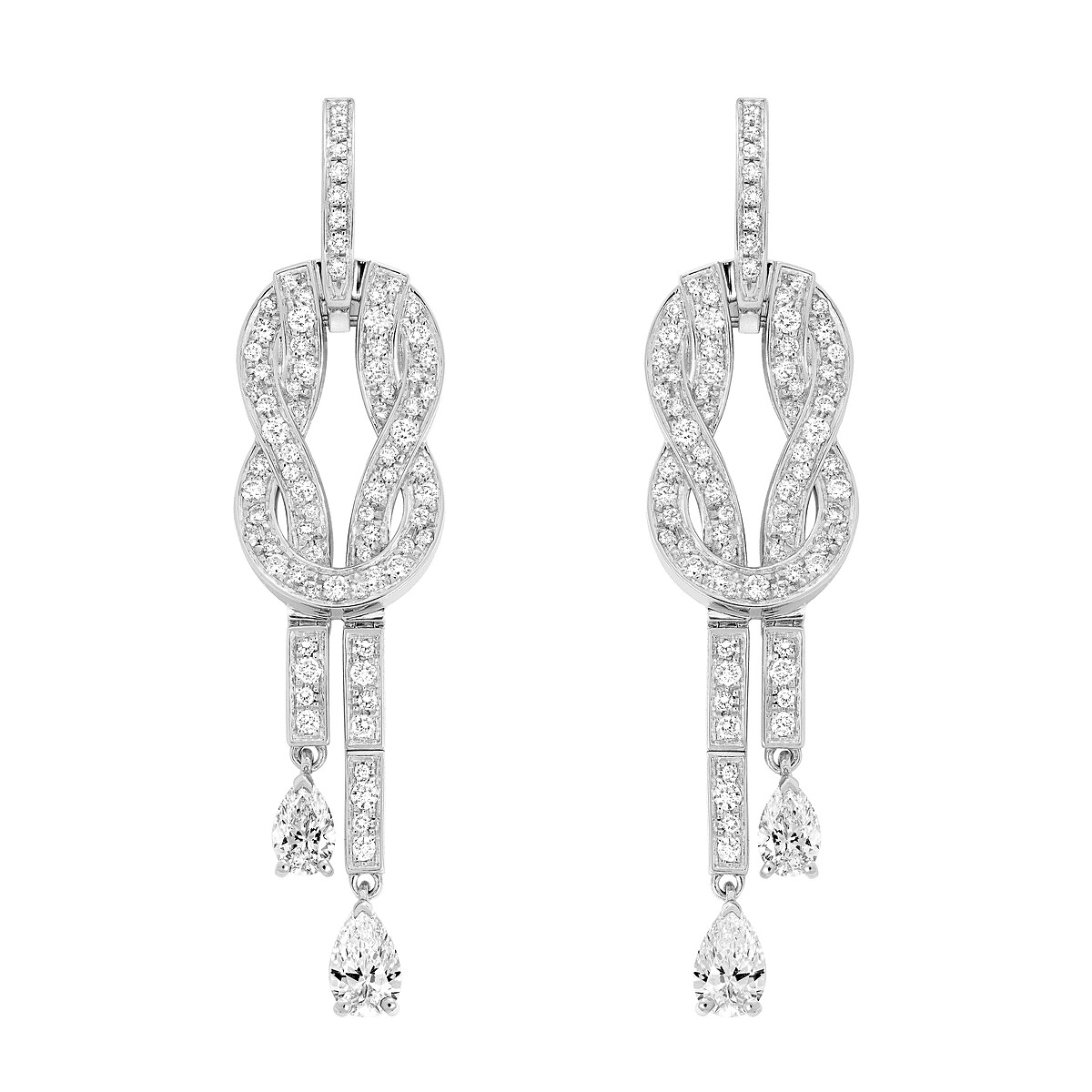 Chance Infinie 白金耳環，鑲嵌兩顆梨形切割鑽石
