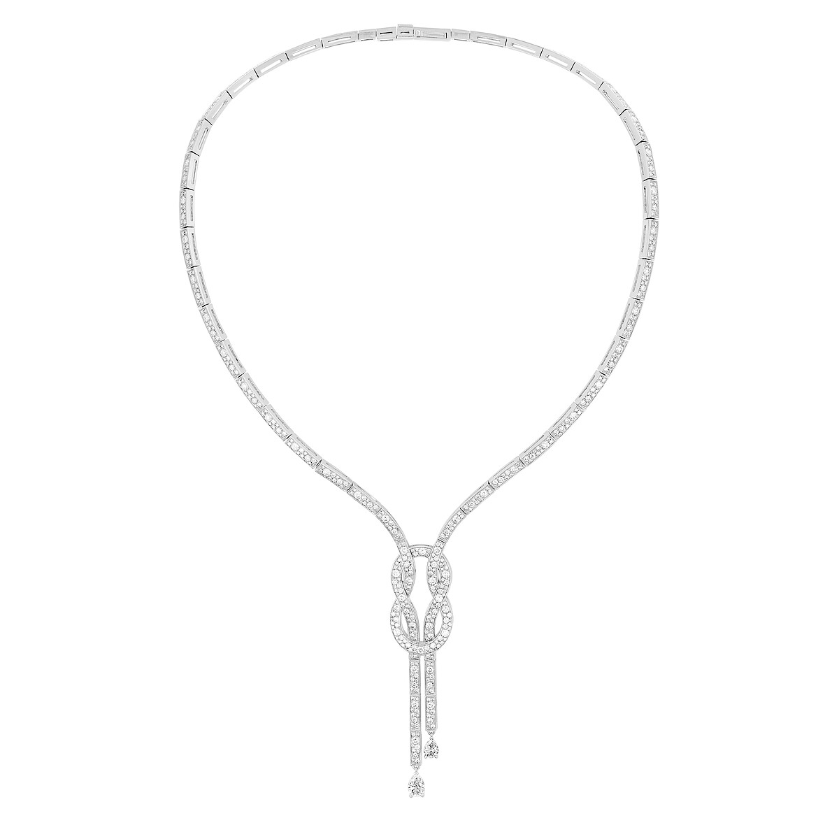 Chance Infinie 白金項鍊，鑲嵌兩顆梨形切割鑽石