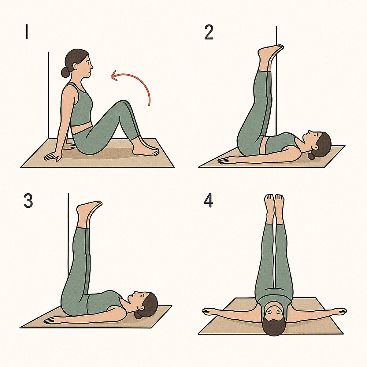 倒腿式瑜珈靠牆姿勢步驟圖解