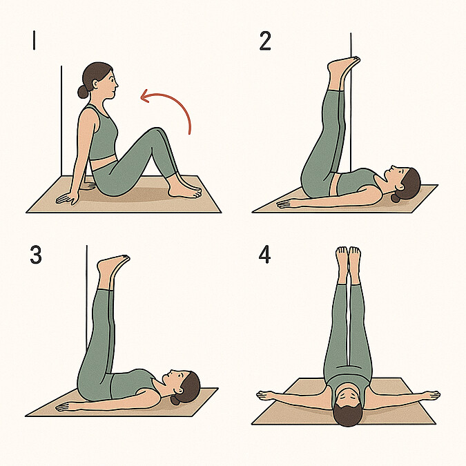 倒腿式瑜珈靠牆姿勢步驟圖解