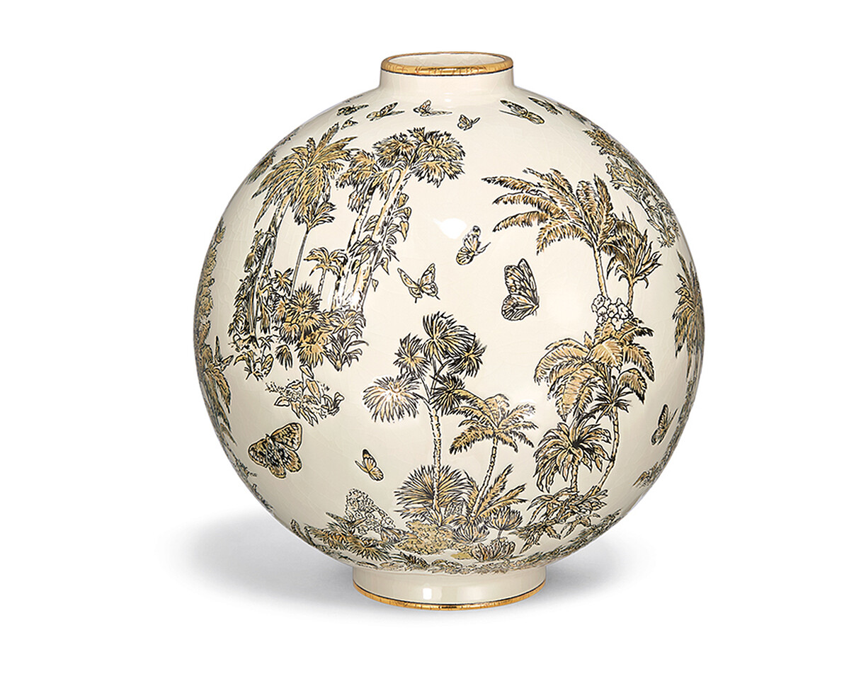 Dioriviera Toile de Jouy Palms法式印花圖騰花瓶。