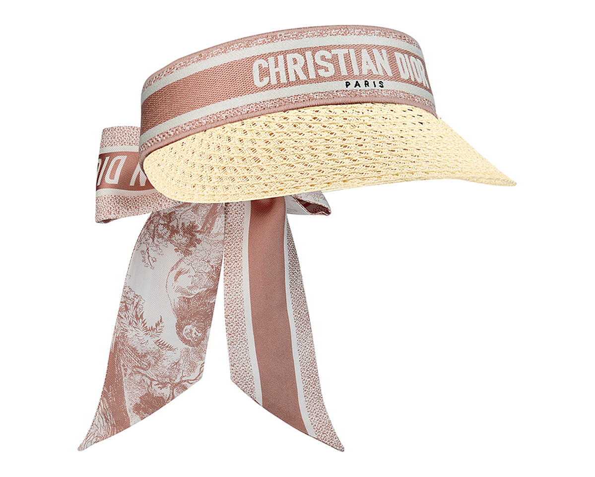 Dioriviera D-Ocean附Miazah玫瑰粉色緞帶飾編織遮陽帽，NT30,000。