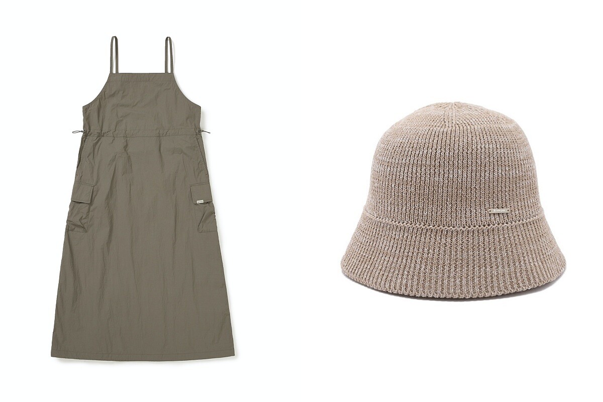 Taslan 無袖洋裝 NT.4,400、夏季針織帽 NT.1,950