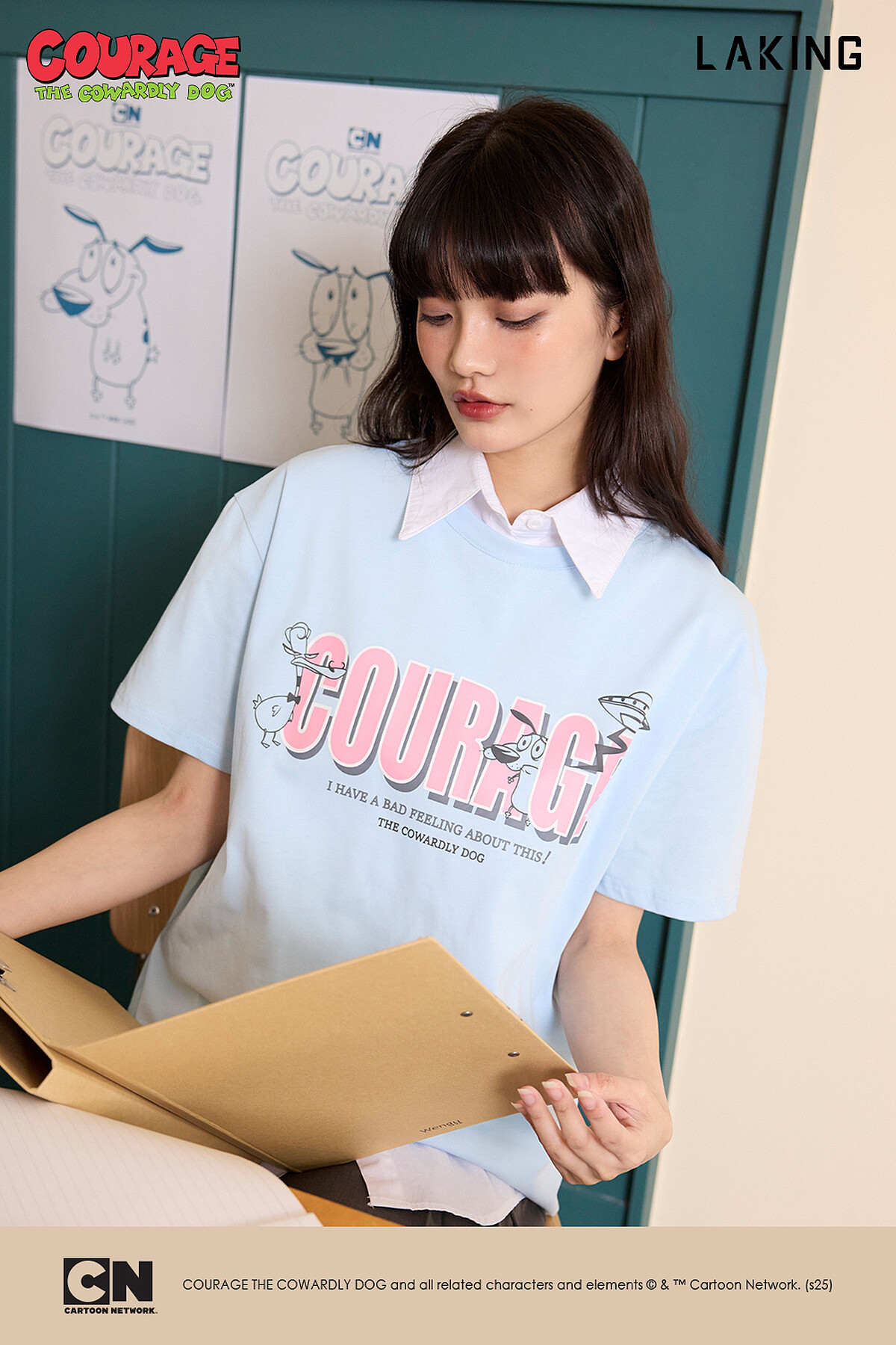 膽小狗英雄標語飛碟寬版上衣