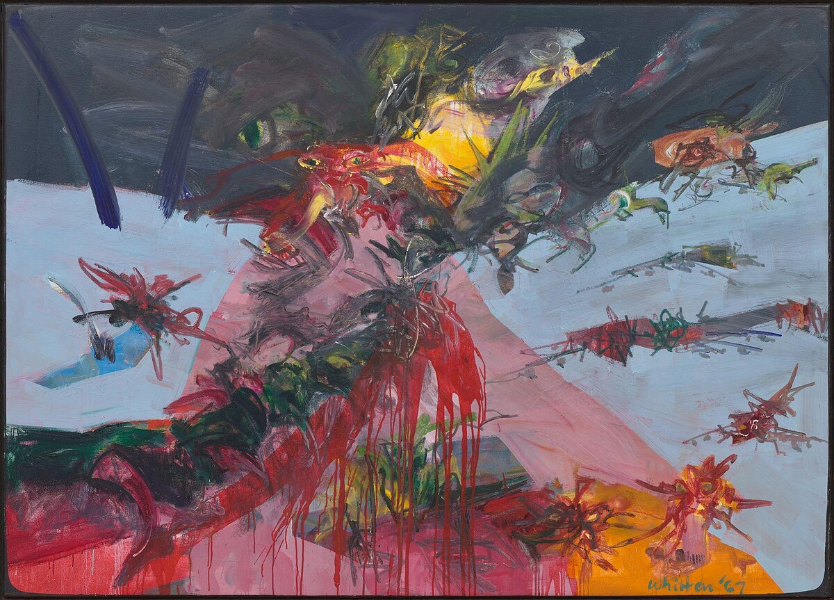 Jack Whitten｜紐約戰場（NY Battle Ground）｜1967｜油彩畫布｜152.4 &times; 213 cm｜ MoMA 典藏｜&copy; 2025 MoMA，攝影：Jonathan Muzikar