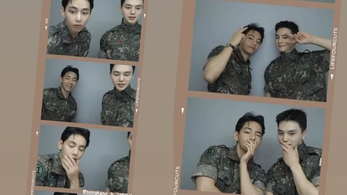 BTS V與韓國男演員宋康合拍人生四格照。