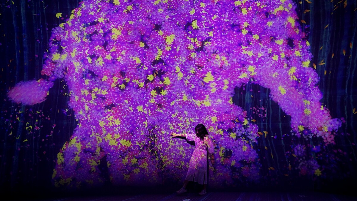 teamLab高雄展作品：《與花共生的動物們》