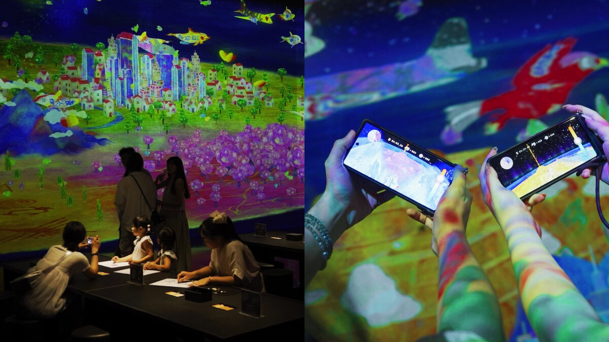 teamLab高雄展作品：《滑梯水果園》