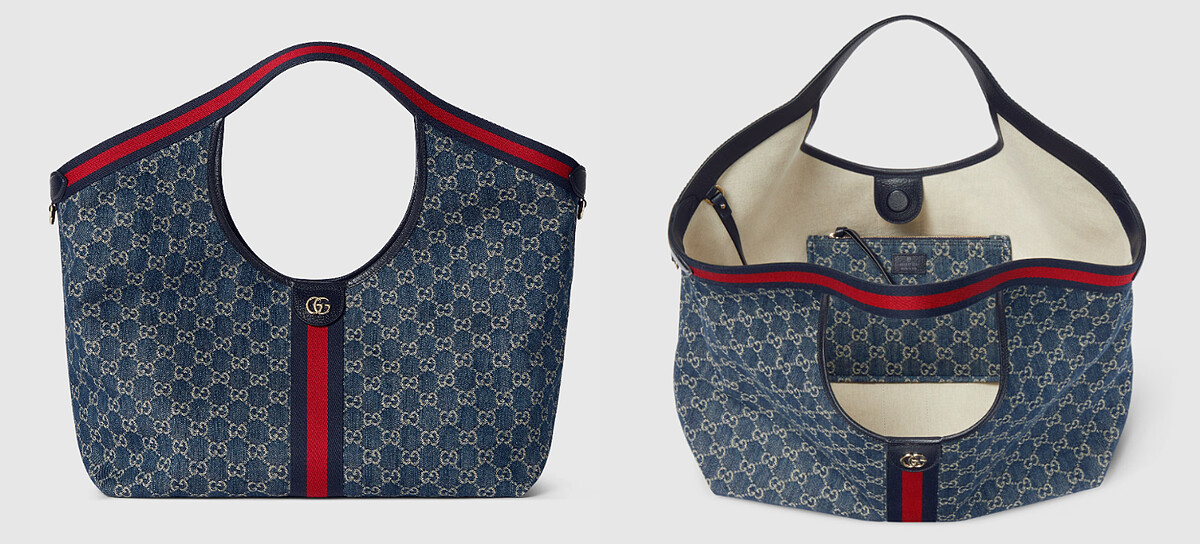 GUCCI Giglio(DENIM GG 丹寧緹花布款X原色棉質內襯)。
