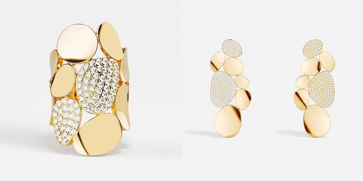 左: 個性Galet戒指NT5,500,右: 個性Galet耳環NT11,400