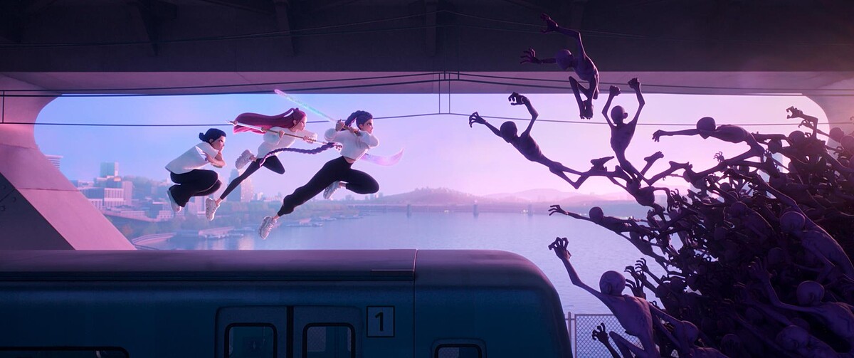 《Kpop 獵魔女團》在風格及動作上有許多細節以《蜘蛛人：穿越新宇宙》為靈感。