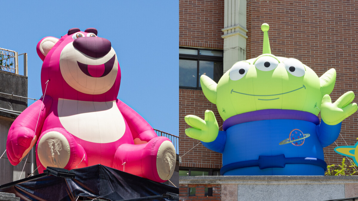 《玩具總動員》「大稻埕復古玩具店」打卡點：3公尺熊抱哥、6公尺三眼怪