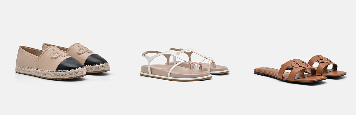 Icon皮革漁夫鞋，NT3,390、Lia 籠式涼鞋(石灰白)，NT2,690、Icon皮革涼鞋，NT2,690。