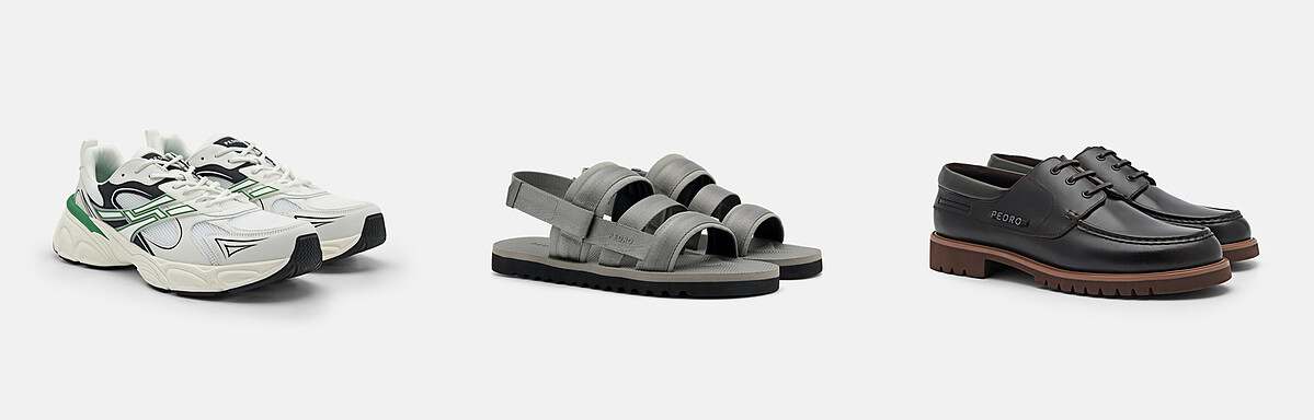 Novo Cyclone運動鞋，NT3,690、尼龍後綁帶涼鞋，NT2,690、Saxton皮革德比鞋，NT4,390。