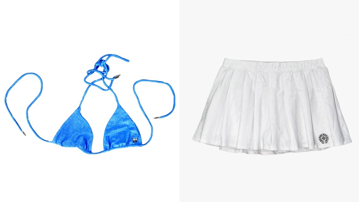 Chrome Hearts藍色比基尼、白色網球裙