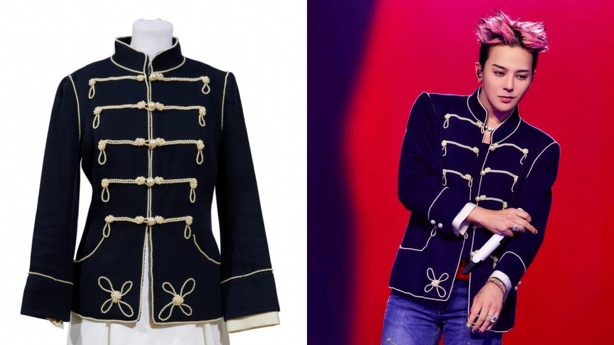 GD不愧是最會穿香奈兒的男人，連典藏的經典軍裝式外套也能輕鬆駕馭。