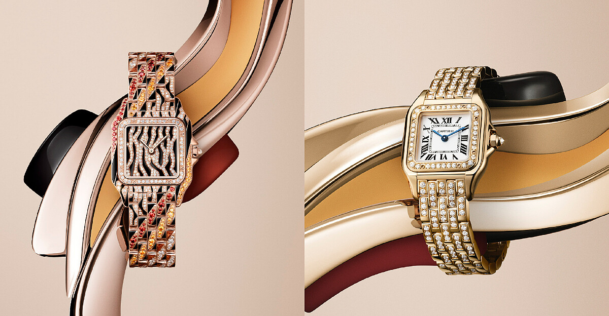 Panth&egrave;re de Cartier美洲豹玫瑰金鑲鑽腕錶 / Panth&egrave;re de Cartier美洲豹18K金鑲鑽腕錶。
