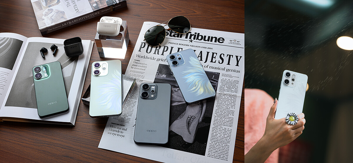 OPPO Reno14 系列以潮流外型設計、IP69防塵防水設計兼具美觀與耐用性