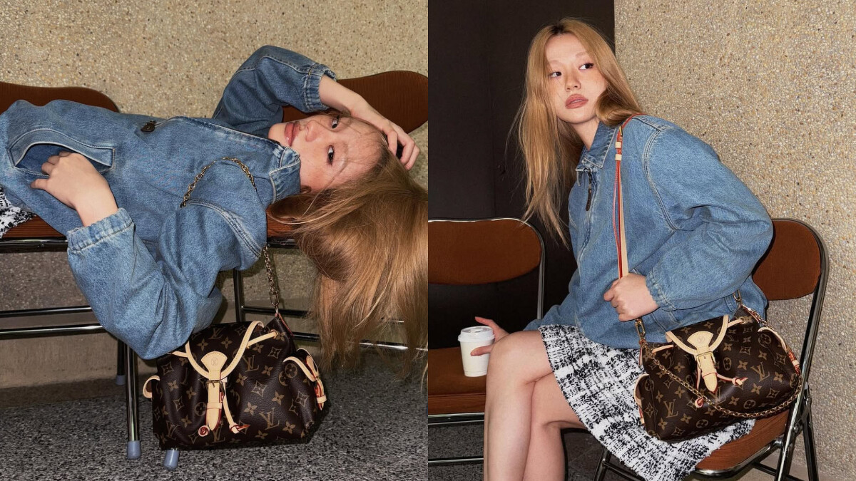 香港網紅何慧香 @he.hui.xiang，以牛仔造型搭配LV Odyss&eacute;e包款，展現時髦學生風格，可可愛愛的。