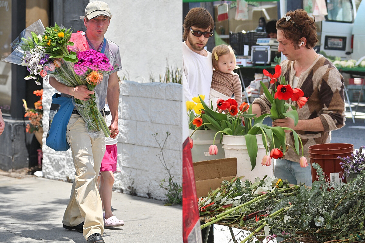 對他而言假日到市集買花是生活的一部分。