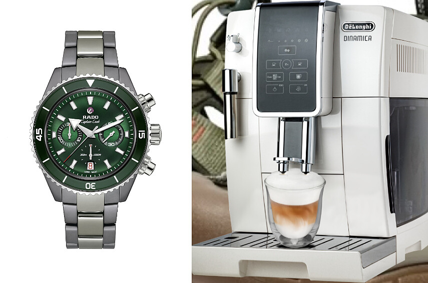 遠東百貨竹北RADO瑞士雷達表庫克船長電漿高科技陶瓷計表數碼表，建議售價191,400元。新竹大遠百Delonghi全自動咖啡機贈Junior雙層玻璃杯200ML2入乙組，加經典美式咖啡豆乙磅，特價40,800元。