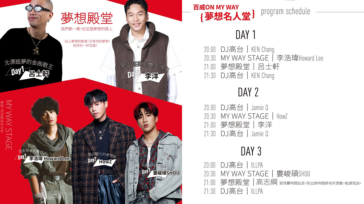 Dream Plaza開幕活動嘉賓，包含奧運金牌李洋與金曲歌王呂士軒