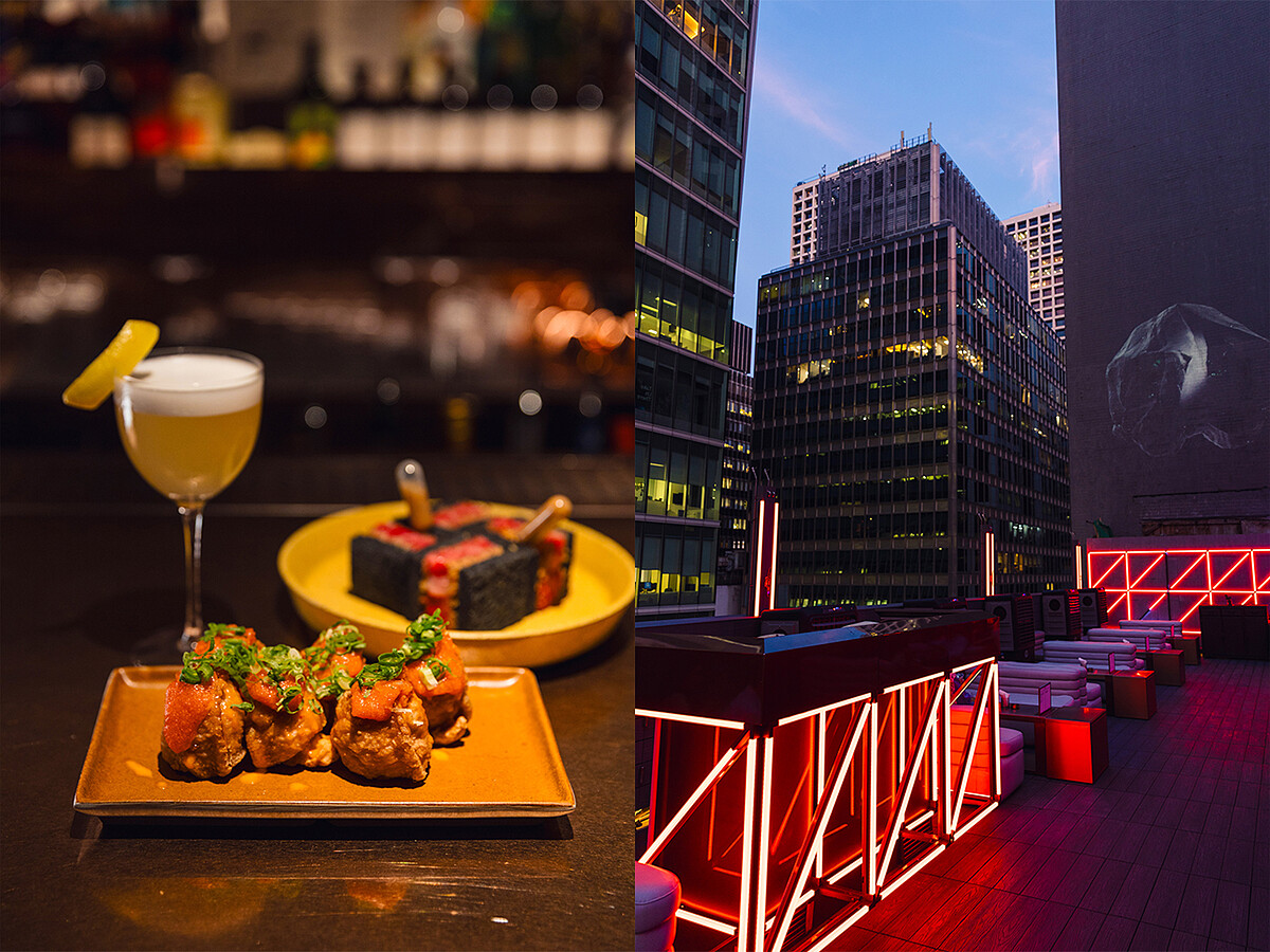 H2O Sour雞尾酒、明太子雞翅(Mentaiko Wings)、A4和牛炭烤三明治(WAGYU KATSU SANDO 2.0)、