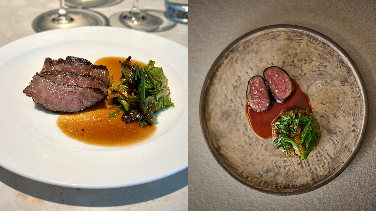 「美國極黑牛小排、辛奇沙拉」