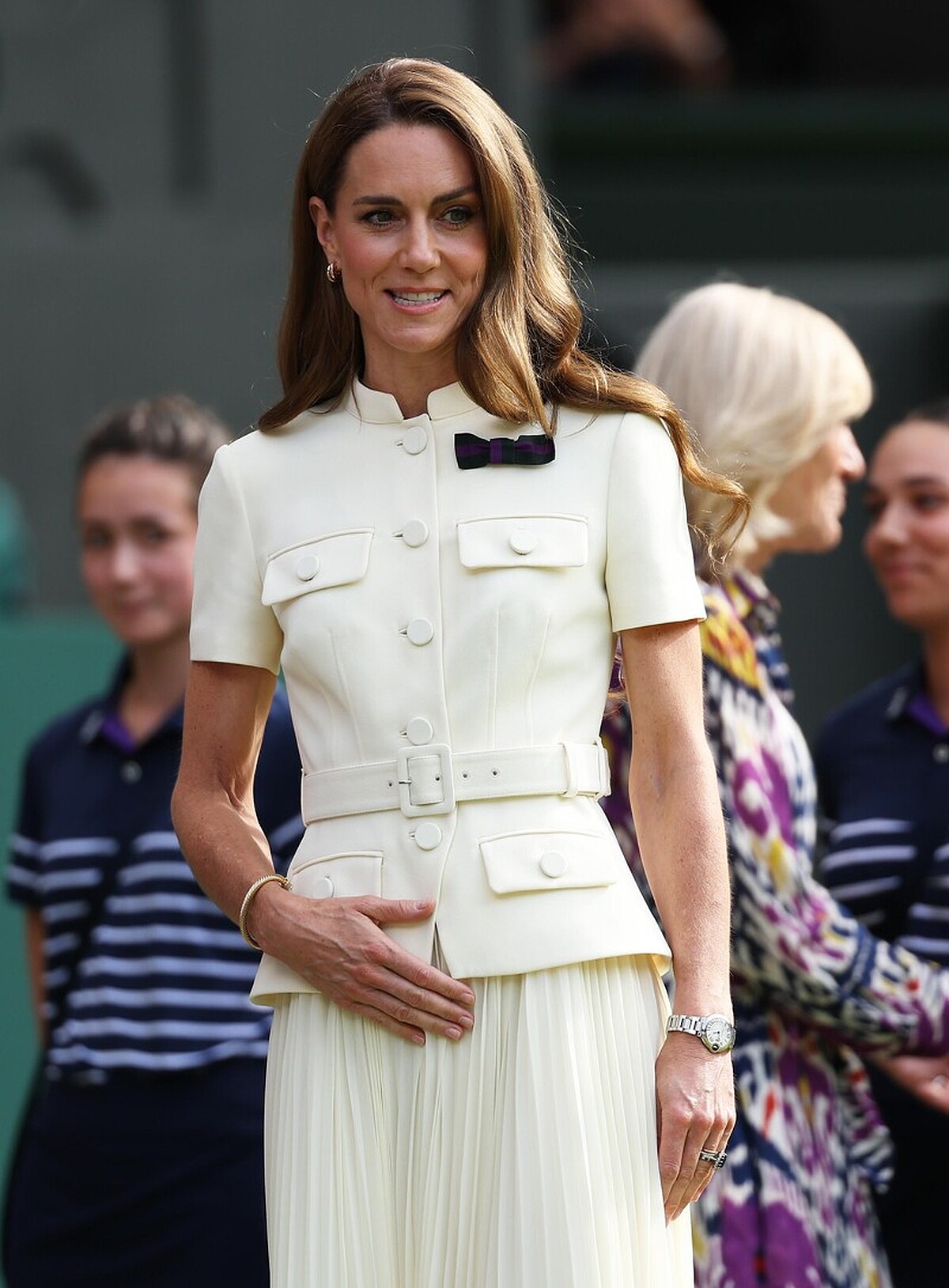 凱特王妃於溫布頓女子決賽身穿Self-Portrait奶油白色蕾絲洋裝