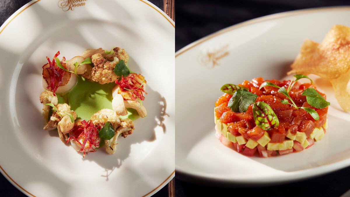開胃菜推薦「干貝青花菜泥」 、前菜「鮪魚塔塔佐韓式辣醬」